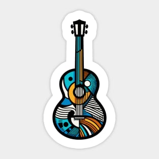 Guitar illustration. Guitar illustration in cubist style Sticker